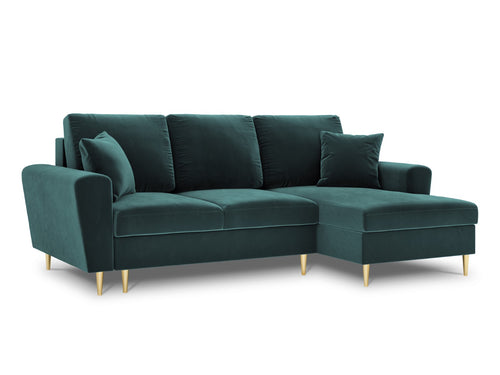 Cosmopolitan Design Converteerbare hoekbank rechts met opbergdoos Kyoto 4-zits, flueel, olie - 145x241x88cm