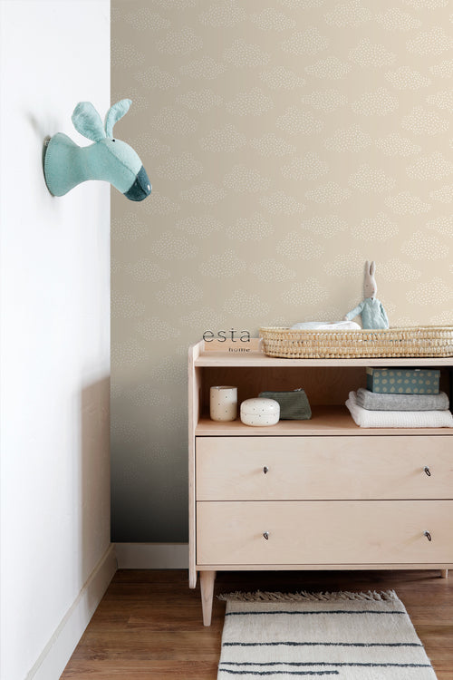 ESTAhome behang wolkjes beige - 53 cm x 10.05 m - 139515