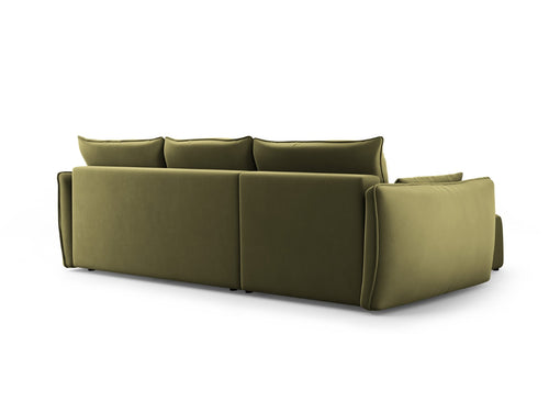Cosmopolitan Design Converteerbare hoekbank rechts met opbergdoos Matera 4-zits, flueel groente - 173x253x86cm