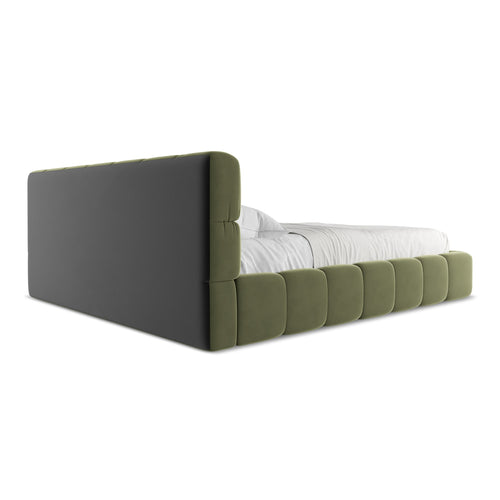 LaMiaSofa Bed met opbergruimte Roma - velours - olijf - 200x228x82