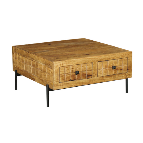 StarFurn Salontafel Brandy - Vierkant Naturel Mangohout - 80x80x40cm - vtwonen shop