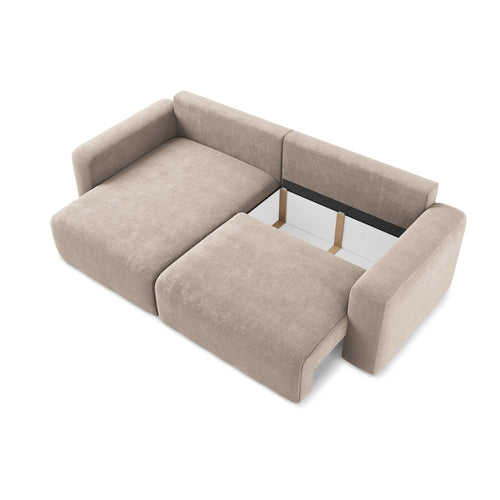 LaMiaSofa hoekbank links Ostia - chenille stof - donkerbeige - 244x149x79