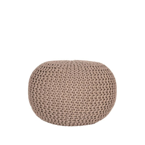 LABEL51 Poef Knitted M - Beige Stof - 50x50x35cm - vtwonen shop