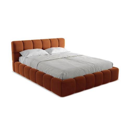 LaMiaSofa Bed met opbergruimte Roma - velours - terracotta - 180x228x82