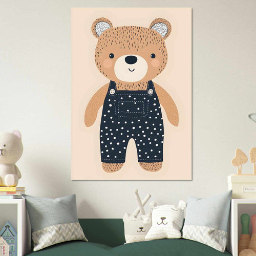 Artfulprints  Stoere beer in tuinbroek   poster 50x70 cm - vtwonen shop