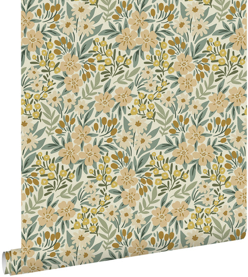 ESTAhome behang bloemen vergrijsd groen - 50 x 900 cm - 131448 - vtwonen shop