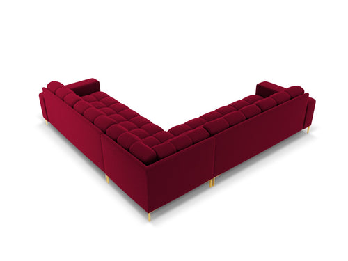 Cosmopolitan Design Symmetrische hoekbank Bali 6-zits, flueel, rood - 256x256x75cm
