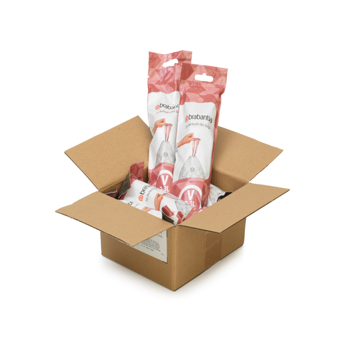 Brabantia PerfectFit Afvalzak, code V, 2-3 liter, 200 stuks, set van 10 rollen - White