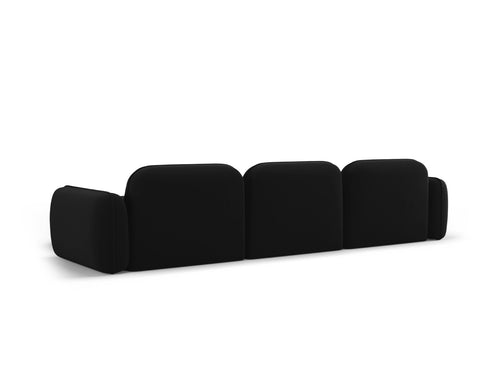 Cosmopolitan Design Modulaire hoekbank rechts Sydney 4-zits, flueel, zwart - 165x320x70cm