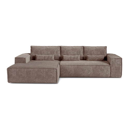 Premium Interiors - Linkshoekbank met snelle uitklapfunctie JUNE - gewaafd fluweel mol 320cm