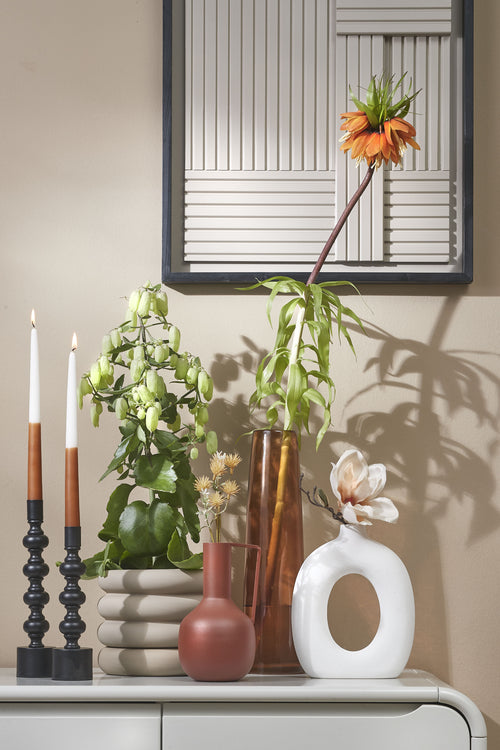 Mica Decorations Xandra Vaasje - H38 x Ø10 cm - Glas - Bruin - vtwonen shop