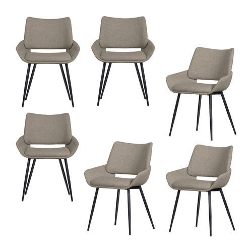 WOOOD eetkamerstoelen Parade - Melange Stof - Zand - Set van 6 - vtwonen shop