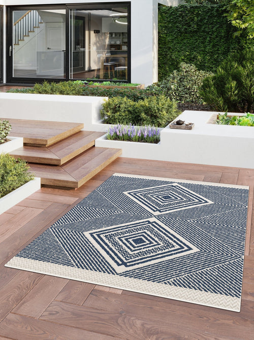 AFK Living vloerkleed Hamptons - voor binnen en buiten - blauw - 160 x 230 cm