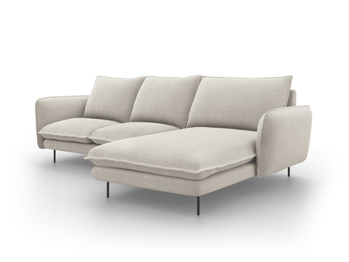 Cosmopolitan Design rechter hoekbank Vienna 5-zits, structurele stof, lichtbeige - 170x255x95cm