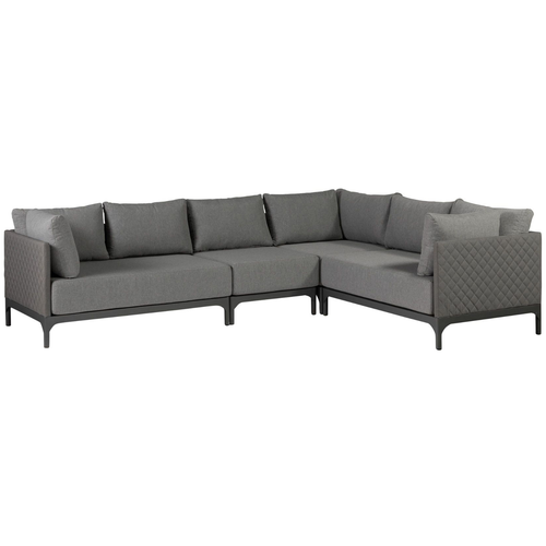 Exotan loungeset buiten Domino - Aluminium - Steengrijs - 88x300x225 - vtwonen shop