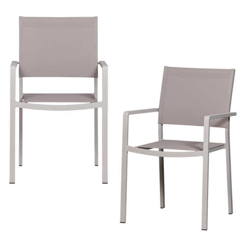 WOOOD tuinstoel Fowl - Aluminium/Textileen - Zand - Set van 2