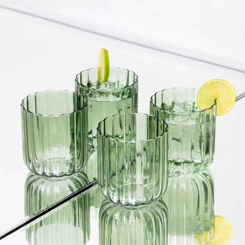 Brut Homeware | Tumbler Gaia | Set van 4 | 35cl | drinkglas | groen - vtwonen shop