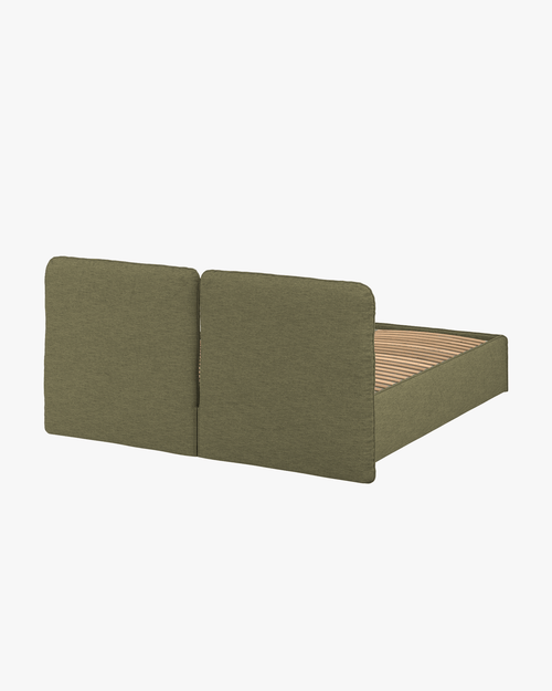 noo.ma gestoffeerd bed met opbergruimte, Earthy Green, lits-jumeaux