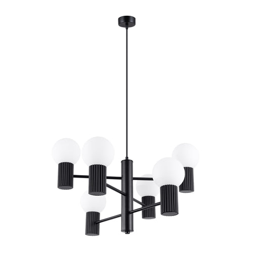 Sollux Lighting Kroonluchter HALO 6 zwart - 64x64x230cm