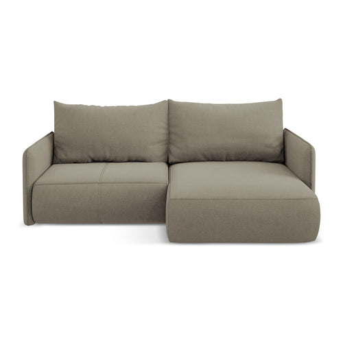 LaMiaSofa hoekbank rechts Palermo - textuurstof - donkerbeige - 207x148x86