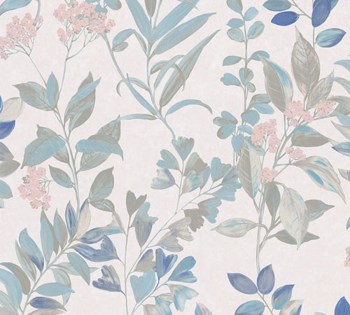 Livingwalls behang bloemmotief beige en blauw - 53 cm x 10.05 m - AS-391712