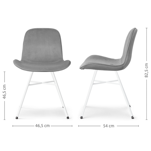 Nolon Noa-Fé Eetkamerstoelen Set van 2 - Velvet Grijs - Witte Poten - vtwonen shop