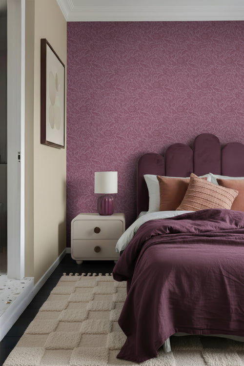 ESTAhome behang vintage bloemen aubergine paars - 50 x 900 cm - 131683