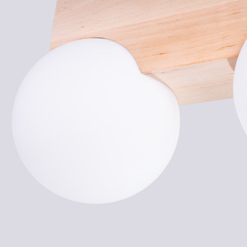 Sollux Lighting Plafondlamp BULBO 2 naturel hout - 29x12x16cm