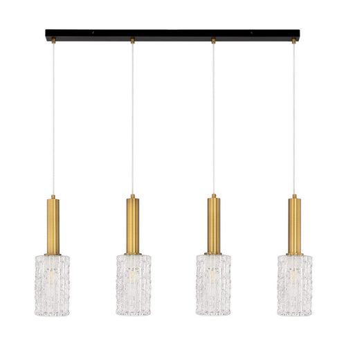 Nova Luce CERTA Hanglamp voor aan het plafond, transparant, gestructureerd, goudkleurig, E27, 4x12W