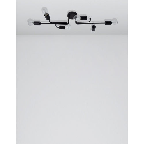 Merano Baltimore 6-lichts meerarmige semi-inbouwplafondlamp Sandy zwart metaal LED E27
