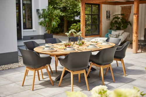 Hartman Tuintafel Stephanie - Naturel/Zwart Hout - 200x120x76cm - vtwonen shop