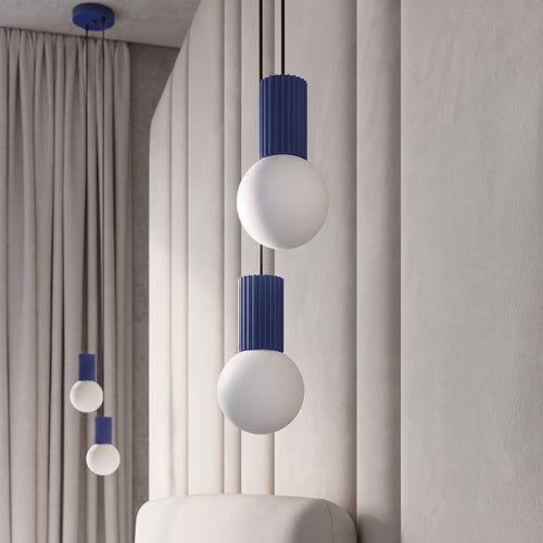 Sollux Lighting Hanglamp HALO 2P ultramarijn - 15x15x120cm