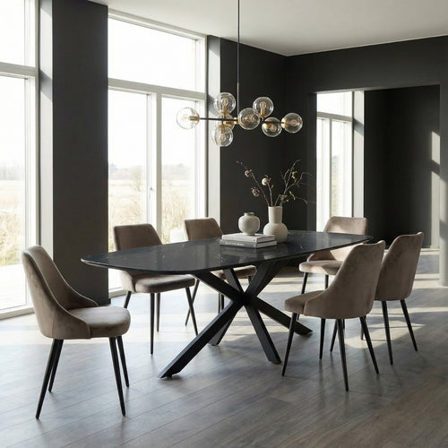 Giga Meubel Eettafel Marco - Deens Ovaal Zwart Hout - 220x100x76cm - vtwonen shop