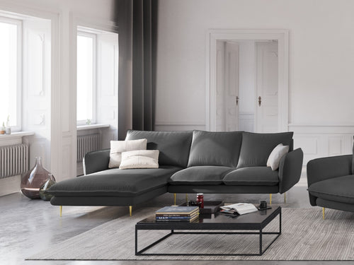 Cosmopolitan Design linker hoekbank Vienna 5-zits, structurele stof, donkergrijs - 170x255x95cm