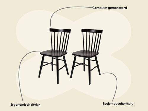 MaximaVida houten spijlenstoel Maxime zwart - doos per 2 stuks