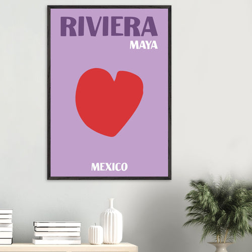 Artfulprints Poster met Lijst Mexico - Riviera Maya   - 50x70 cm - Paars