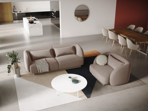 Cosmopolitan Design Fauteuil Tulum flueel, beige - 90x103x70cm