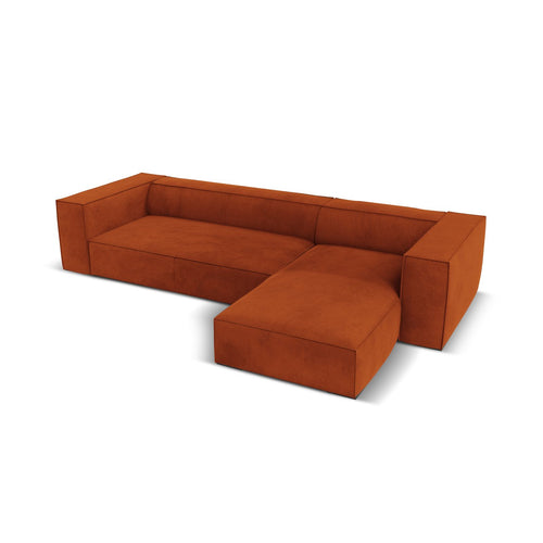 Cosmopolitan Design - Rechter hoekbank Turin 5-zits, structurele stof terracotta - 173x290x68cm