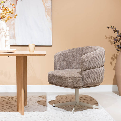 DÉJA Living Eetkamerstoel Coria - Taupe/Beige - Draaibaar - Set van 2