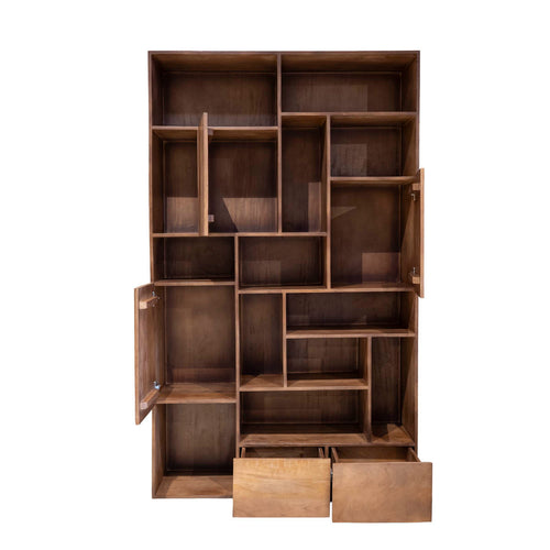 Giga Meubel Wandkast Nala - Donkerbruin Hout - 120x40x200cm