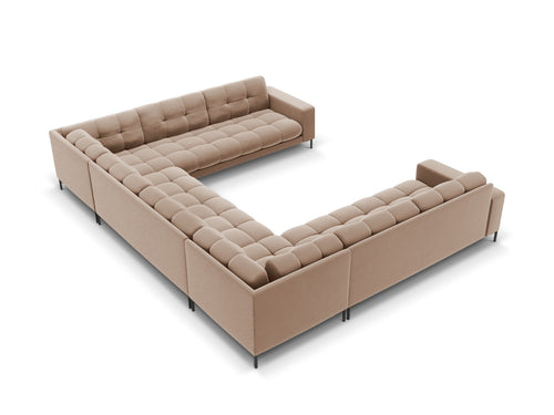 Cosmopolitan Design Panoramische bank Bali 9-zits, flueel, beige - 256x327x75cm