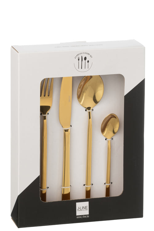 J-Line bestek - roestvrij staal - blinkend goud - box van 24 stuks - vtwonen shop