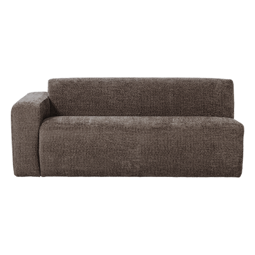 WOOOD 2-zits bank arm links Mojo Base - Wollig - Bruin - 74x185x97