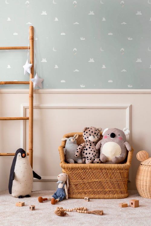 Sanders & Sanders behang beertjes vergrijsd mintgroen - 53 cm x 10 m - 640291