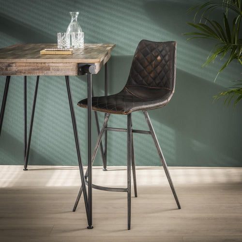 Giga Meubel Barstoel Diamond Kruispoot - Donkerbruin Kunstleer