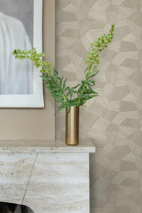 Origin Wallcoverings eco-texture vliesbehang grafisch 3D motief zand beige - 0.53 x 10.05 m - 347819 - vtwonen shop