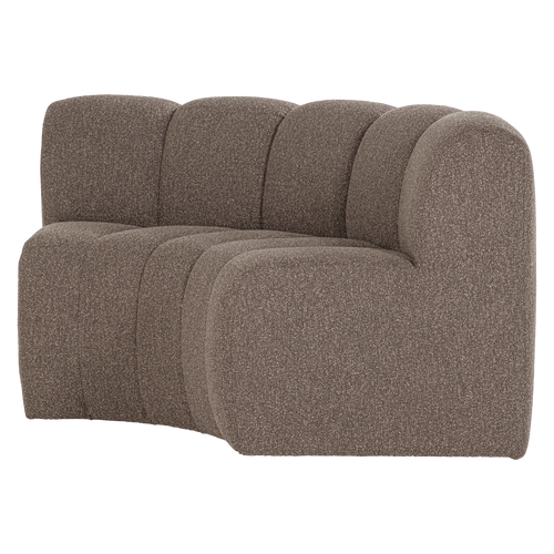 WOOOD eetbank halfronde hoek rugleuning Mojo - Bouclé - Bruin - 83x152x74