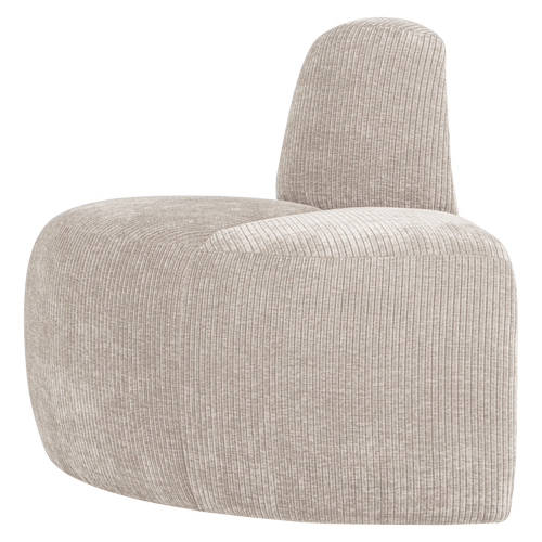 WOOOD eetbank hoek rond rugleuning Mojo - Ribstof - Ecru - 83x100x74