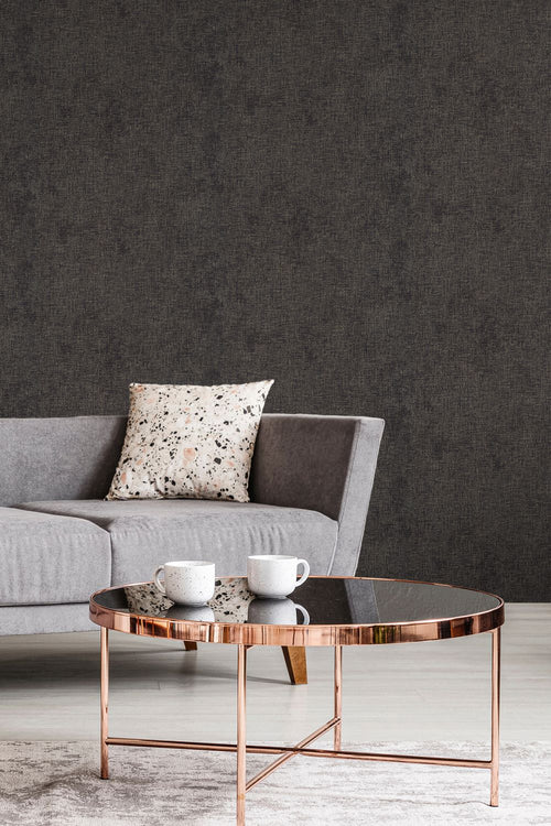 Livingwalls behang linnenstructuur zwart en goud - 53 cm x 10.05 m - AS-374314 - vtwonen shop