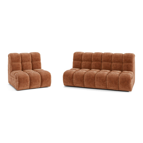 Premium Interiors - Bank SEVEN - gewaafd fluweel terracotta 243cm